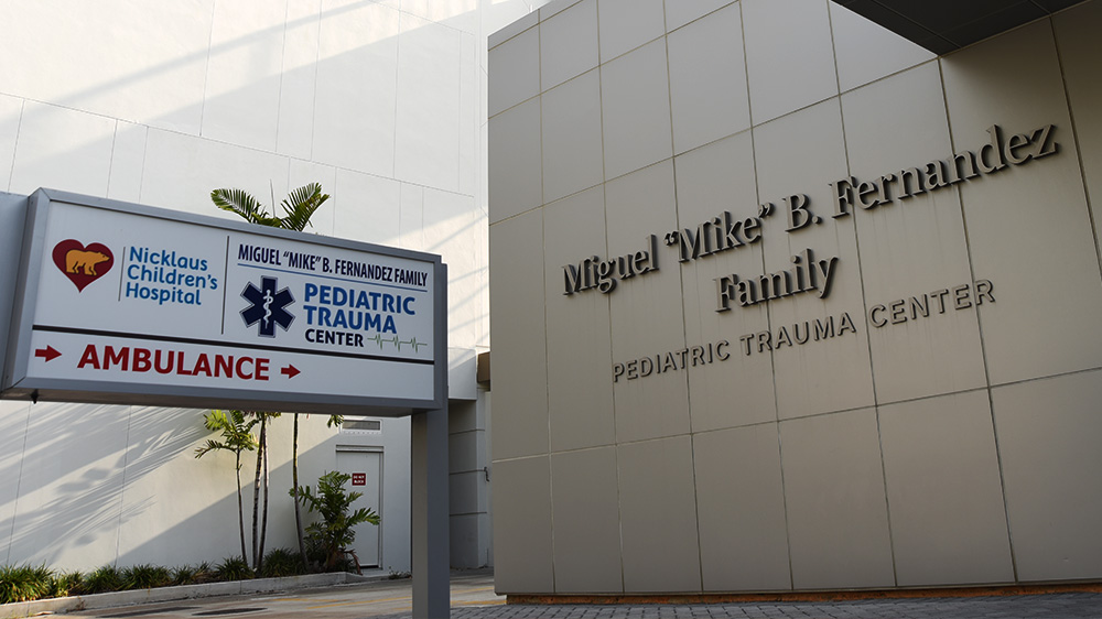 ambulance entrance to the trauma center.