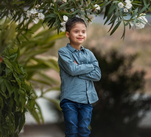Joffre in front of a tree