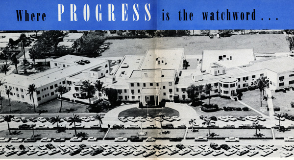 black and white aerial photograph of the hospital including expanded wings.